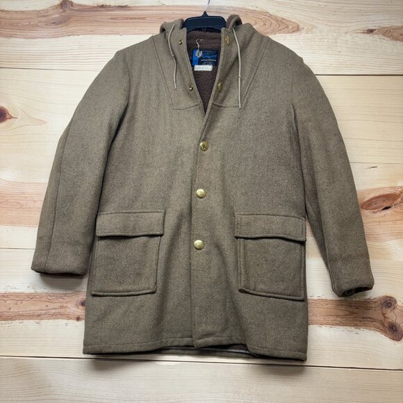Vintage Cooper Sportswear Jacket Small Brown Wool Coat Newark New Jersey 70s - Picture 2 of 16